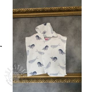 Waffelstoff Whales digital print