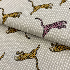 Dekostoff Linenlook Cheetah Jumping