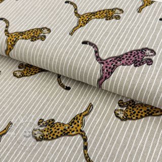 Dekostoff Linenlook Cheetah Jumping