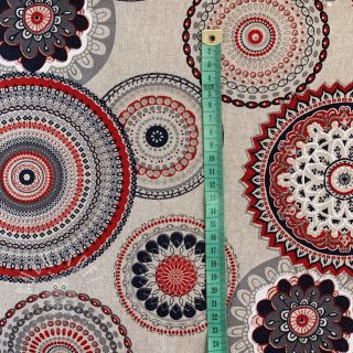 Dekostoff Linenlook Geometric mandala red