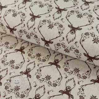 Dekostoff Linenlook Deer heart edelweiss