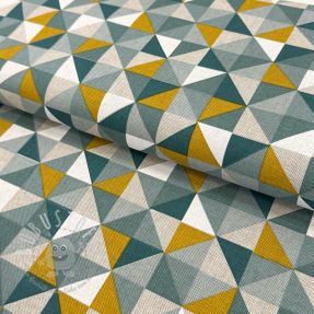 Dekostoff Linenlook Geometric Tile bottle green