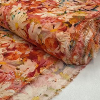 Viskosestoff RAYON POPLIN Oil painted flowers design F digital print