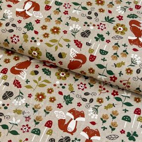 Dekostoff Linenlook Autumn Woodland Fox