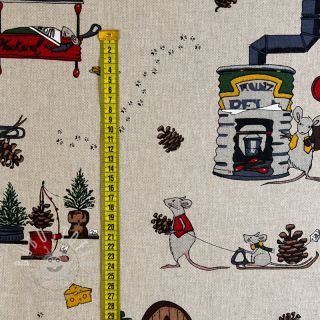 Dekostoff Linenlook Cosy Mouse