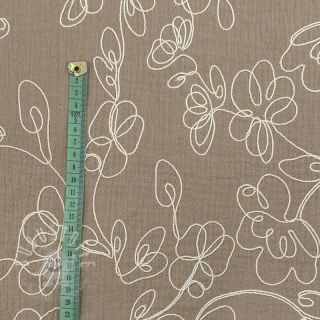 Double gauze/musselin EMBROIDERY Climbing flowers beige