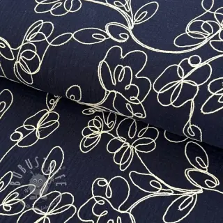 Double gauze/musselin EMBROIDERY Climbing flowers navy