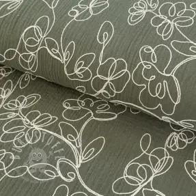 Double gauze/musselin EMBROIDERY Climbing flowers pickle