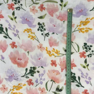 Double gauze/musselin Big summer flowers digital print