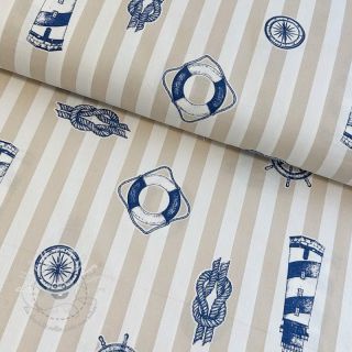 Dekostoff premium Lighthouse anchor stripe