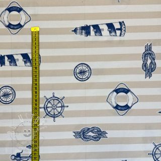 Dekostoff premium Lighthouse anchor stripe