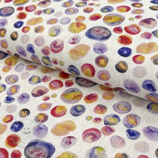 Viskosestoff leinen Natural Lin Livy blue digital print