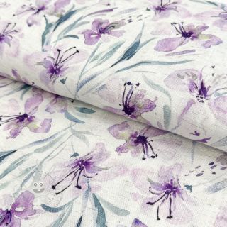 Viskosestoff leinen Natural Lin Laurel purple digital print