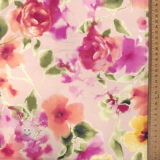 Baumwollstoff SATIN Kauai pink digital print
