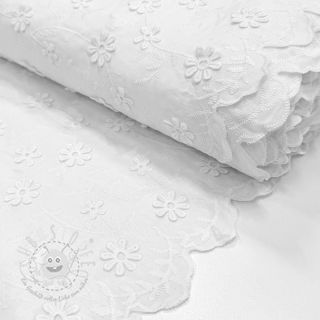 Baumwollstoff EMBROIDERY Catchy daisy white
