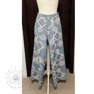 Baumwollstoff JEANS EMBROIDERY Square light blue