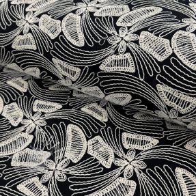Baumwollstoff EMBROIDERY Amia black