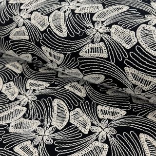 Baumwollstoff EMBROIDERY Amia black