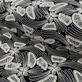 Baumwollstoff EMBROIDERY Amia black