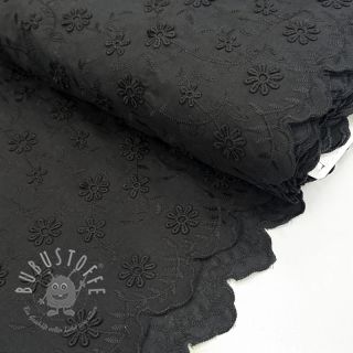 Baumwollstoff EMBROIDERY Catchy daisy black