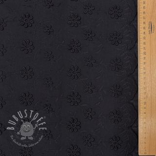 Baumwollstoff EMBROIDERY Catchy daisy black