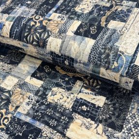 Baumwollstoff TWILL DENIM Mix print design A