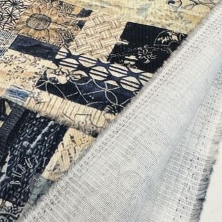 Baumwollstoff TWILL DENIM Mix print design A