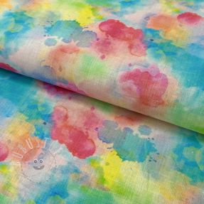 Leinen mit Baumwolle Abstract flowers RAMIE blue digital print 2.Klasse