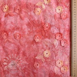 Baumwollstoff TIE DYE EMBROIDERY Poppy design K