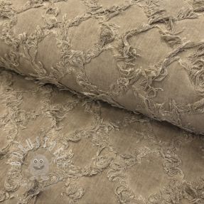 Baumwollstoff mit Leinen Vintage Fringe Diamonds naturals
