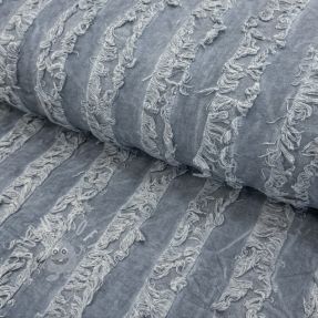 Baumwollstoff mit Leinen Vintage Fringe Stripe blue