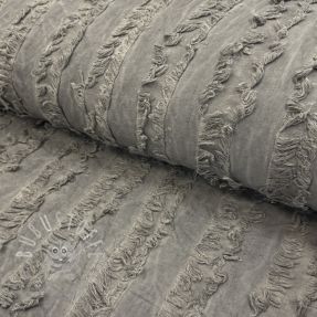 Baumwollstoff mit Leinen Vintage Fringe Stripe grey