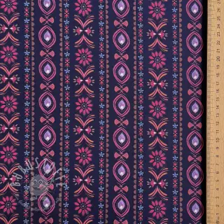 Baumwollstoff Motif stripe navy digital print