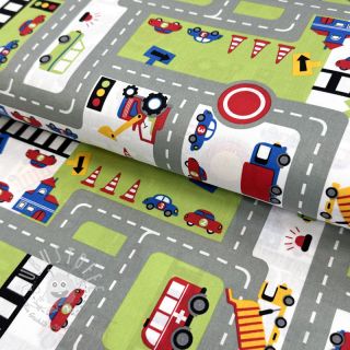 Baumwollstoff Cars on the road design C