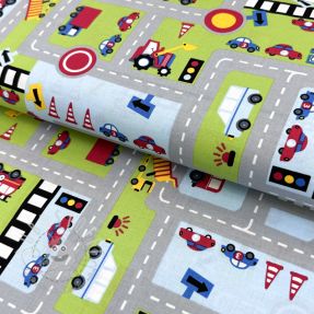 Baumwollstoff Cars on the road design A