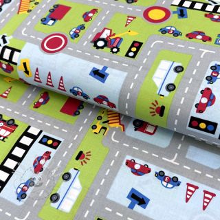 Baumwollstoff Cars on the road design A