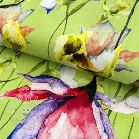 Jersey VISCOSE LYCRA HEAVY Mixed flowers green digital print