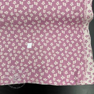 Double gauze/musselin JACQUARD Flowers cerise 2.Klasse