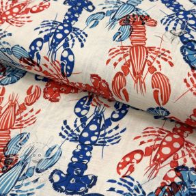 Viskosestoff leinen Lobster digital print