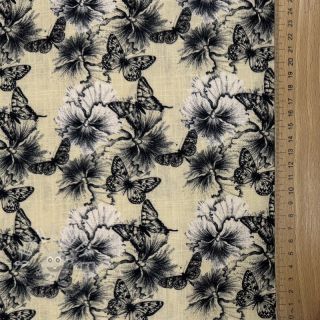 Viskosestoff leinen Hibiscus digital print