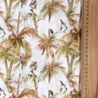 Viskosestoff leinen Crane bird design A digital print