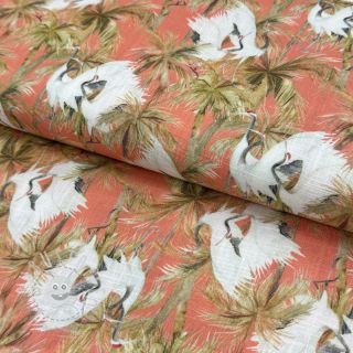 Viskosestoff leinen Crane bird design B digital print
