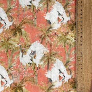 Viskosestoff leinen Crane bird design B digital print