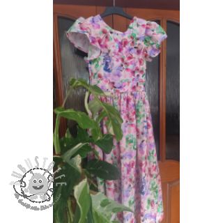 Leinen mit Baumwolle Aquarel leaves RAMIE purple digital print