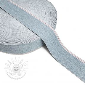 Gummiband 4 cm JEANS WHITE STRIPE light blue