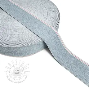 Gummiband 4 cm JEANS WHITE STRIPE light blue