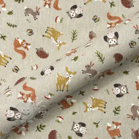 Dekostoff Linenlook premium Forest Friend Animal