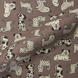 Dekostoff Linenlook premium Dog Wildlife Art