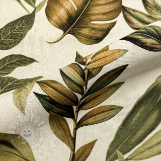 Dekostoff premium Linenlook Botanic Bold Leaf digital print