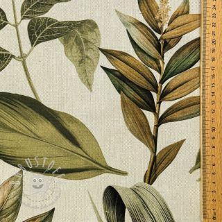 Dekostoff premium Linenlook Botanic Bold Leaf digital print